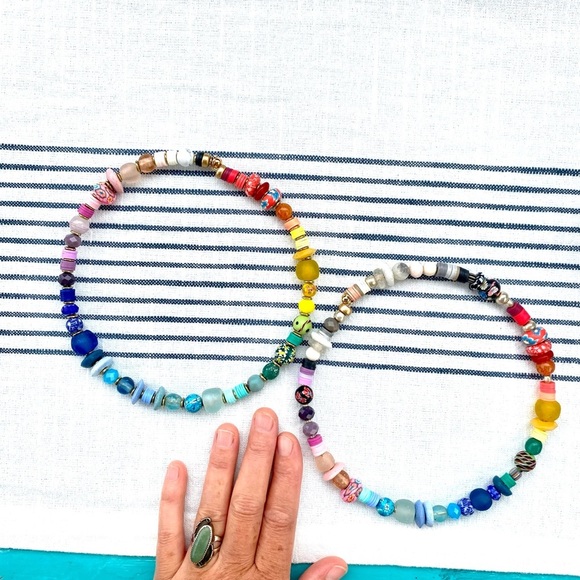Hand crafted 🌈 pride choker necklace with African glass and pottery bea… - Picture 7 of 8